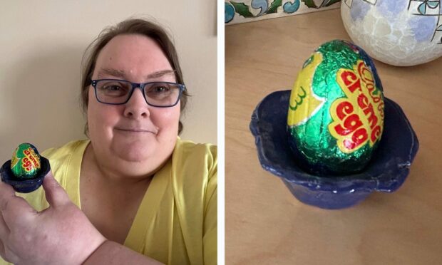Kirkcaldy woman Ainslie Peters with the 50-year-old Cadbury Creme Egg.