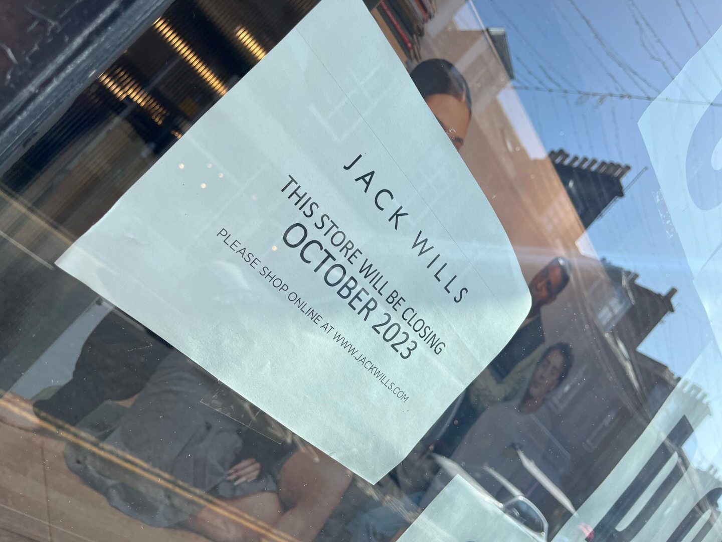 Closing-down sign at Jack Wills in St Andrews.