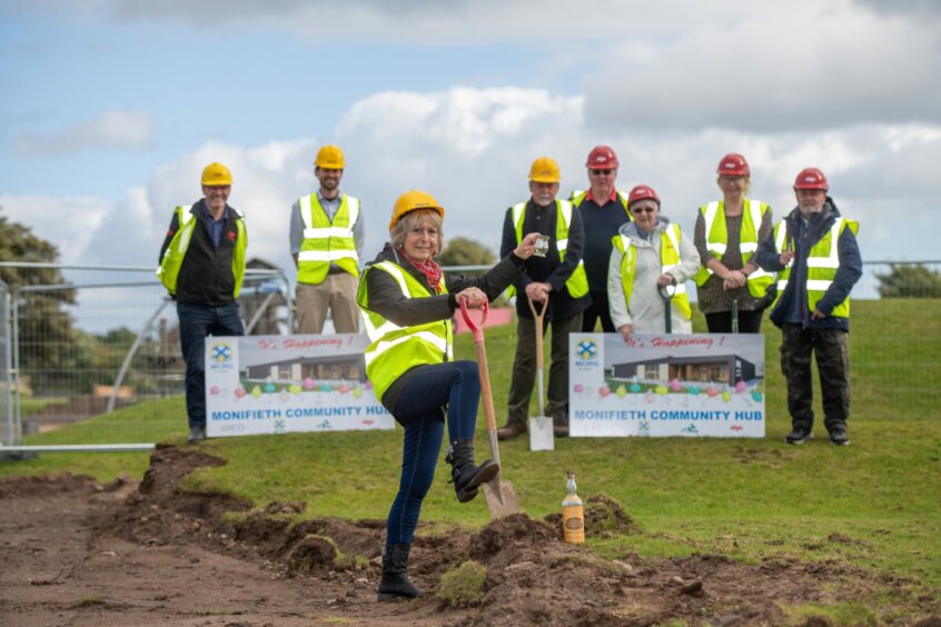 a ceremonial turf cutting at the site of the Monifieth community hub. 