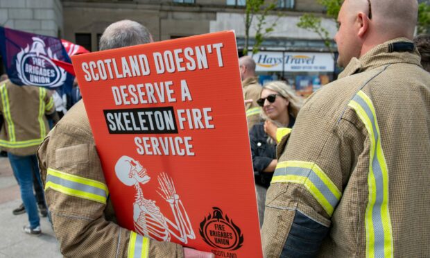 Firefighters from across Tayside and Scotland have been voicing their concerns at the cuts. Image: Kim Cessford/DC Thomson.