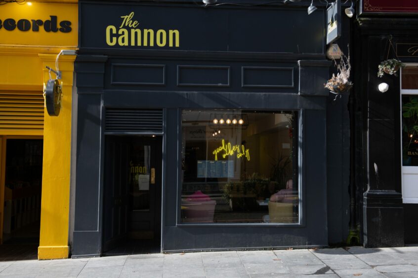 Outside of The Cannon cafe in Dundee.