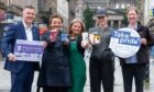Left to right: Paul Wallace from Keep Scotland Beautiful, Councillor Heather Anderson, staff from Starbucks and McDonald's, and Dundee City Council's Sally McConville, launching the Take It Back single-use cups scheme