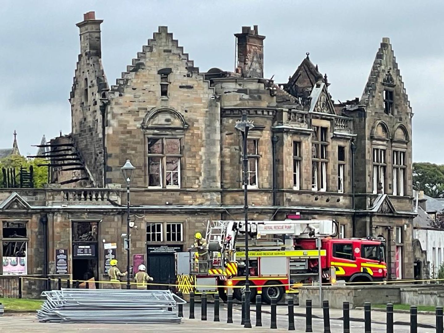 Police in attendance the morning after a fire at the former Kitty's Nightclub in Kirkcaldy. 