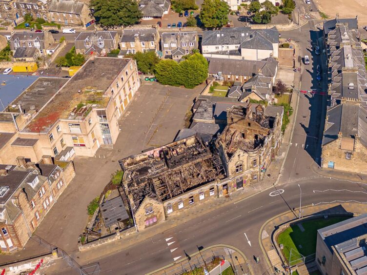 An aerial drone image of full extend of the devastation caused the former Kitty's nightclub.