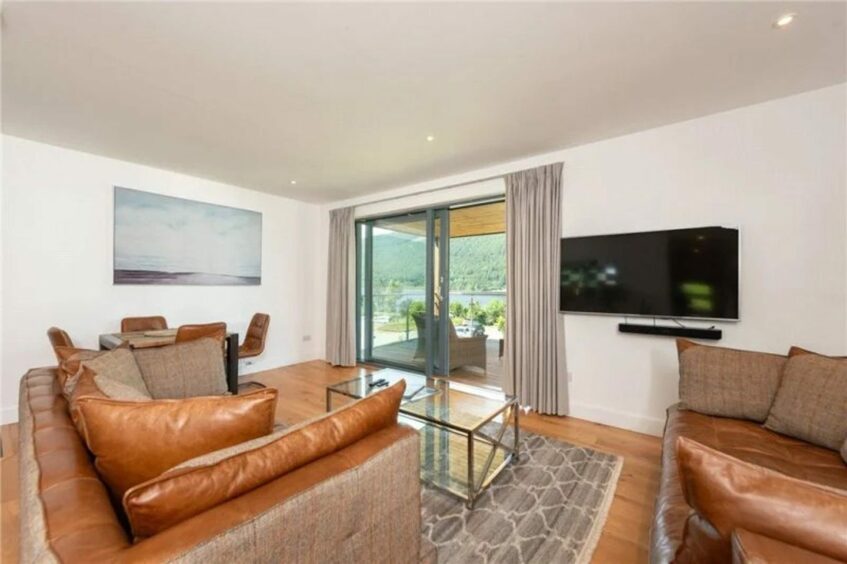 Living room at the Perthshire flat overlooking Loch Tay.
