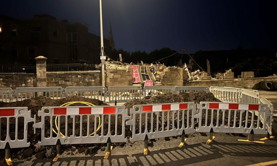 The remains of the former Kitty's nightclub, across the road from the Town Square