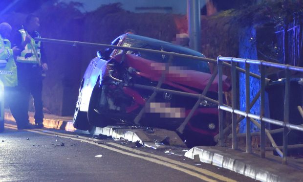 A car crashed on Dundee Road in Perth