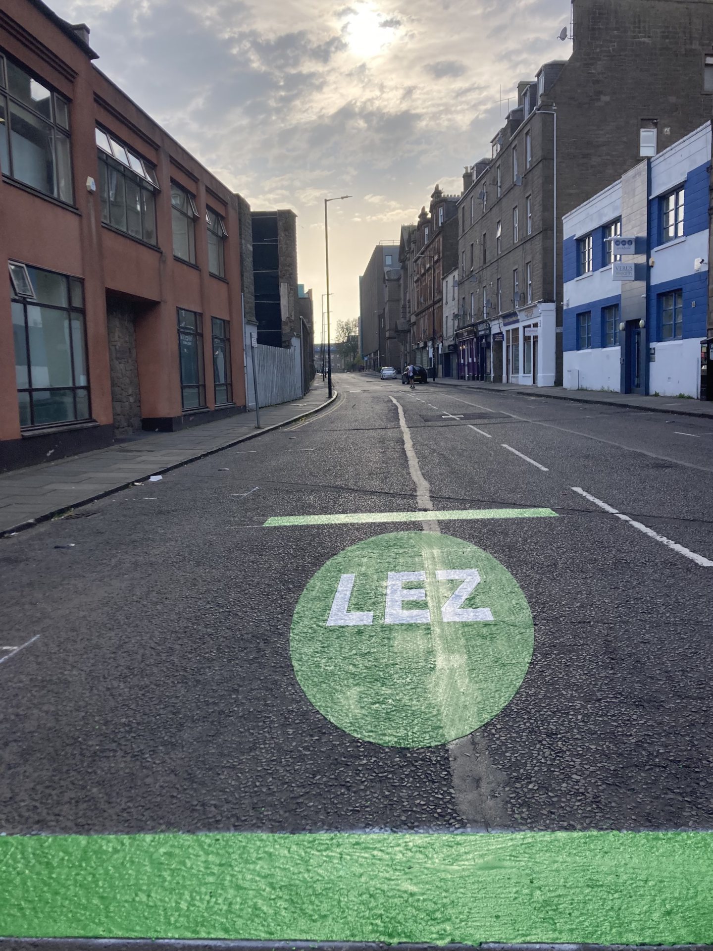 LEZ markings on Bell Street.