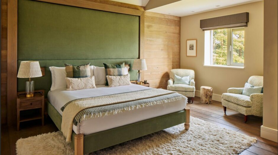 The master bedroom of the Gleneagles house, which is top prize in the Omaze Scotland draw