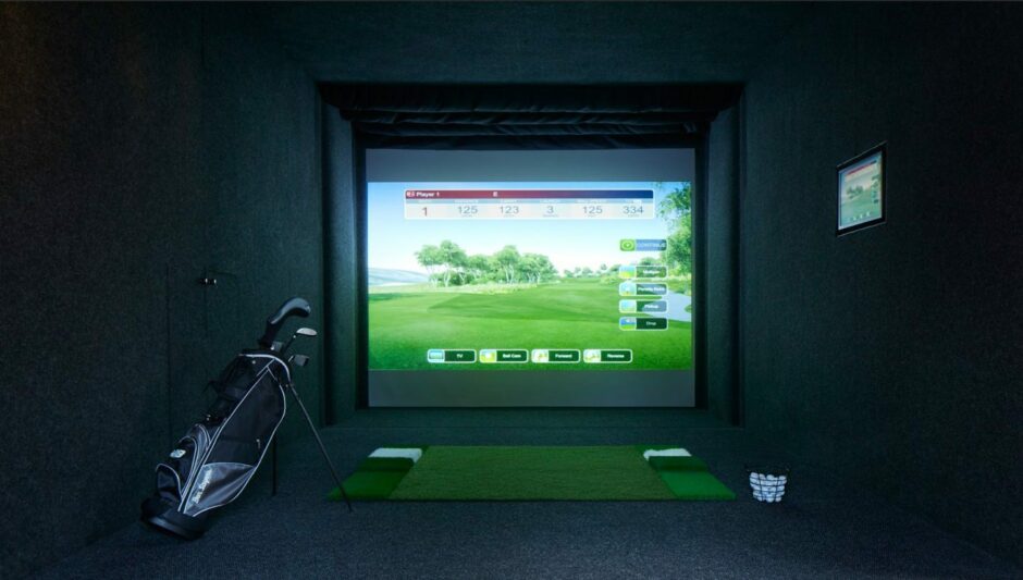 The golf simulator in the Gleneagles house, which is top prize in the Omaze Scotland draw