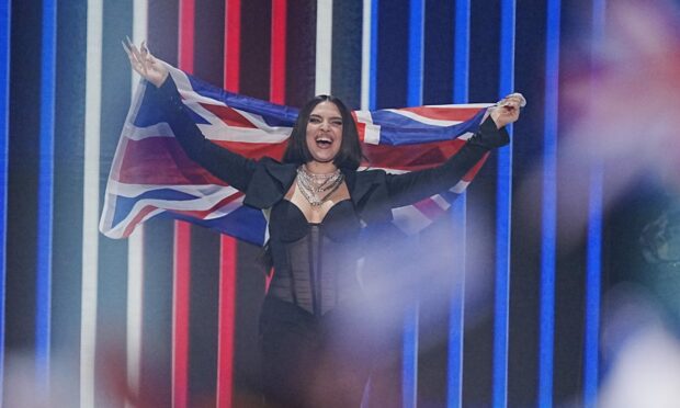 United Kingdom entrant Mae Muller during the opening of the grand final for the Eurovision Song Contest final at the M&S Bank Arena in Liverpool. Picture date: Saturday May 13, 2023.