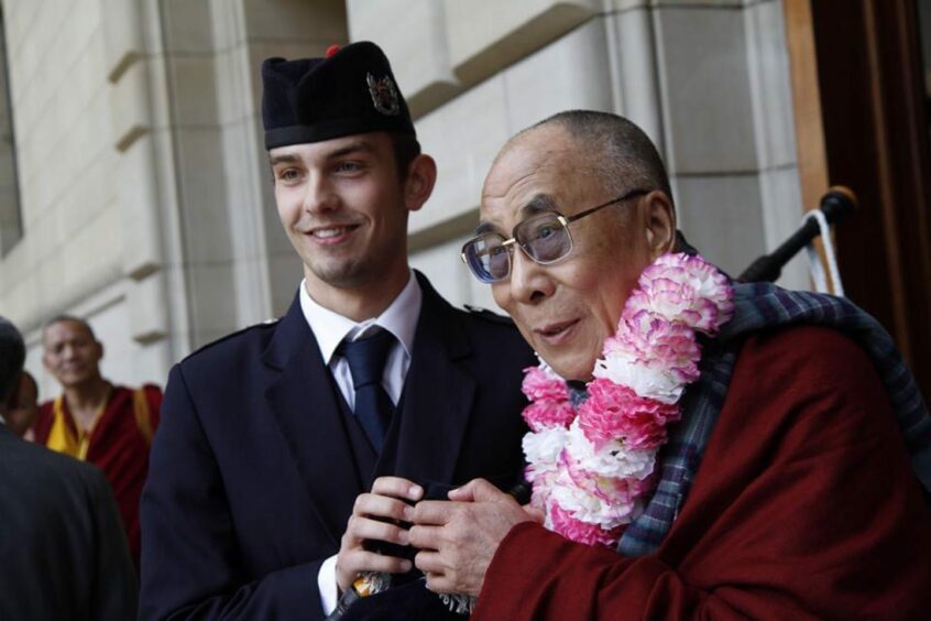 A teenage Craig Weir piped for the Dalai Lama at the Caird Hall, Dundee, in 2012.