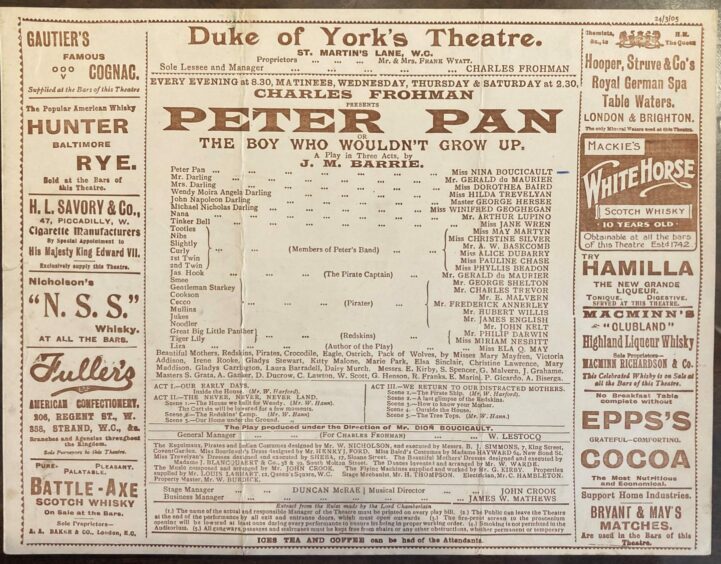 Peter Pan stage programme