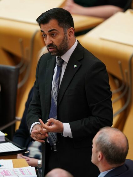 First Minister of Scotland Humza Yousaf in the Scottish Parliament