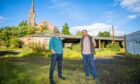 George Hall, chair of Alyth Development Trust, and Martin Devaney, planning consultant, at the site of the old Millhaugh sawmill in Alyth.