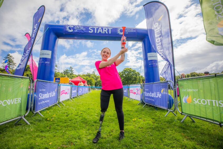 Chantelle is pictured launching the Race for Life in Dundee in the summer.