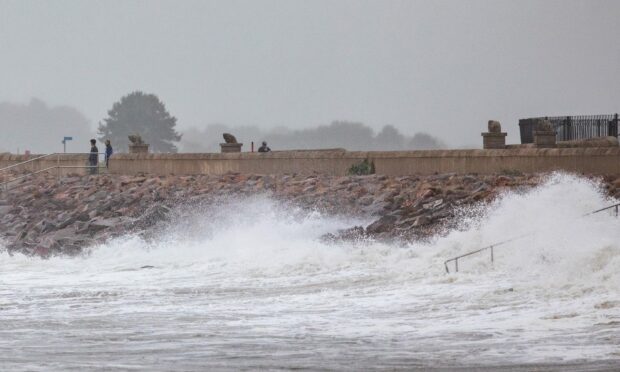 Windy conditions at Carnoustie on Monday.