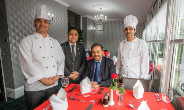 Left to right: Rajan Kharal (chef), Sunil Pokhrel (manager), Kashiram Bhandari (owner) and Dilaram Panthi (chef) at the Grampian Hotel's new Shimla Dining Inn Nepalese restaurant.