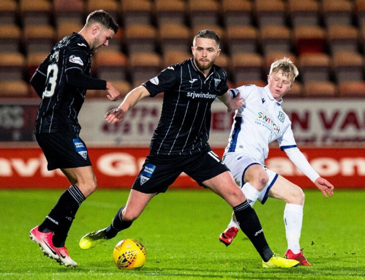 Lyall Cameron made his first Dundee start at Dunfermline in 2020. Image: SNS