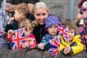 small children with Union Jack flags in Kinross