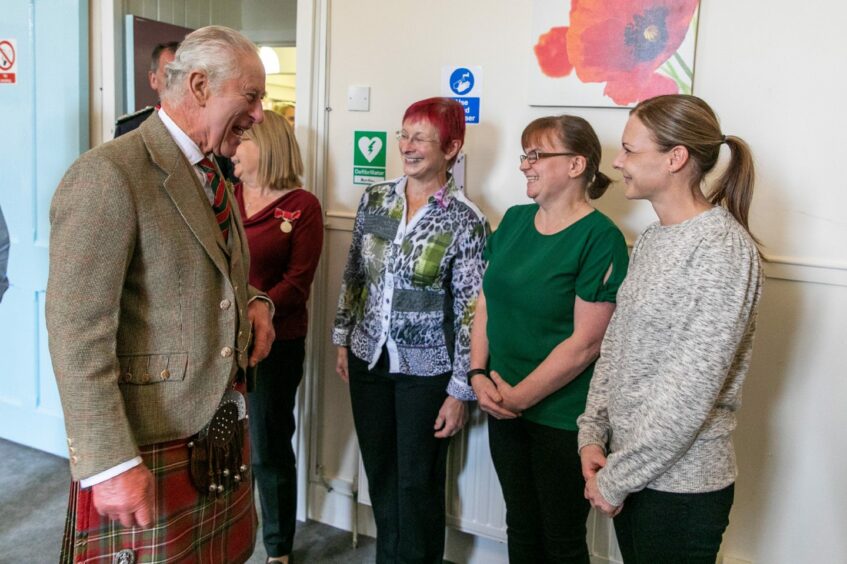 King Charles meets three women cooks at Kinross Day Centre