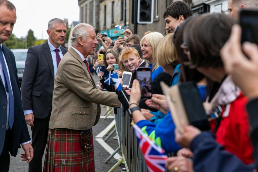 King Charles with crowds in Kinross