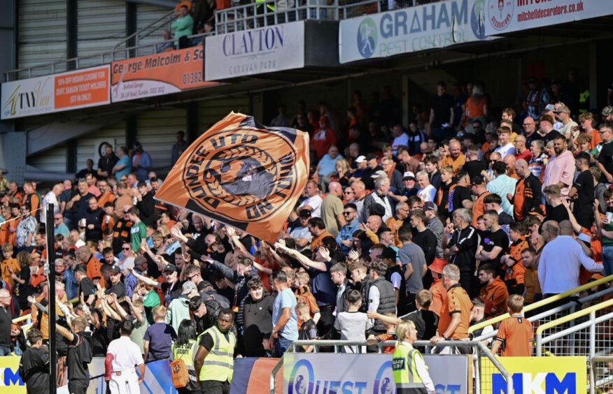 The Dundee United singing section at Tannadice 