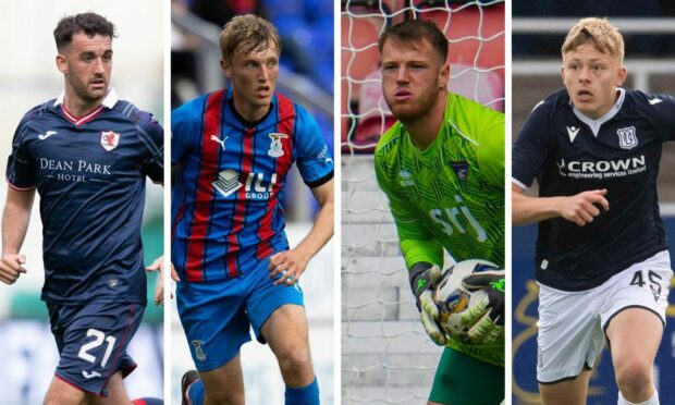 Dundee have seven players out on loan right now, included (from left) Shaun Byrne, Max Anderson, Harry Sharp and Luke Graham.