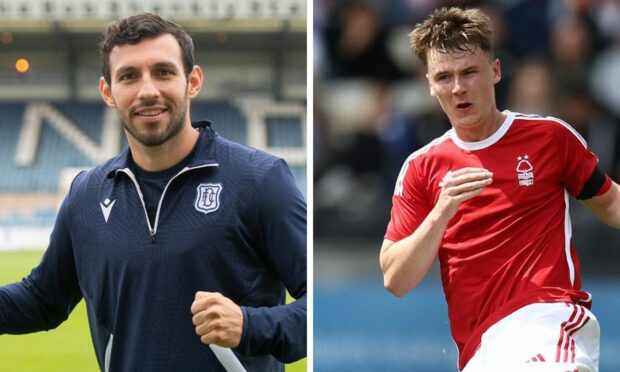 Dundee defenders Antonio Portales (left) and Aaron Donnelly.