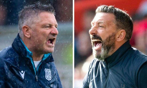 Old colleagues Tony Docherty (left) and Derek McInnes (right) will go head-to-head for the first time as managers on Saturday when Dundee face Kilmarnock. Images: SNS