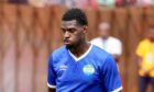Dundee's Amadou Bakayoko warms up for Sierra Leone. Image: Sierra Leone Football Association