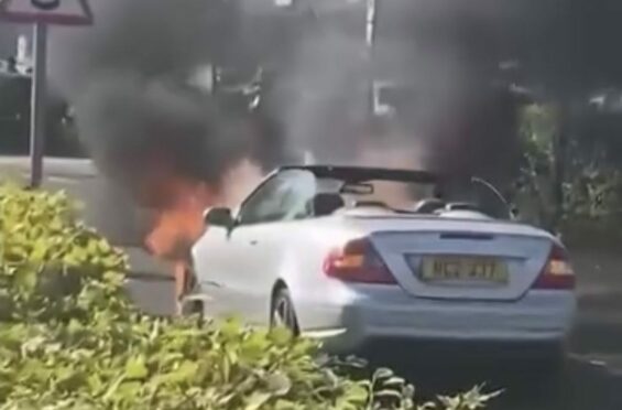 Car on fire at Kirkcaldy retail Park in Kirkcaldy.