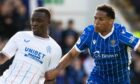 Dare Olufunwa in action for St Johnstone against Rangers.