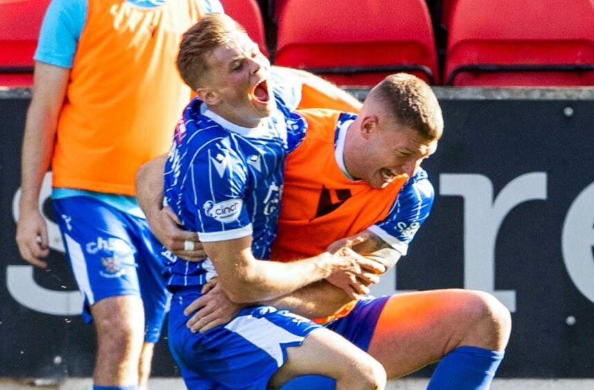 Max Kucheriavyi celebrates his equaliser for St Johnstone against Dundee.