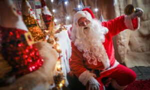 Santa in his grotto at Peel Farm. Image: Mhairi Edwards/DC Thomson.