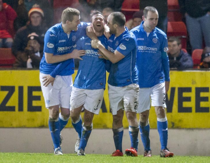 Chris Millar after scoring a late St Johnstone winner against Dundee United.