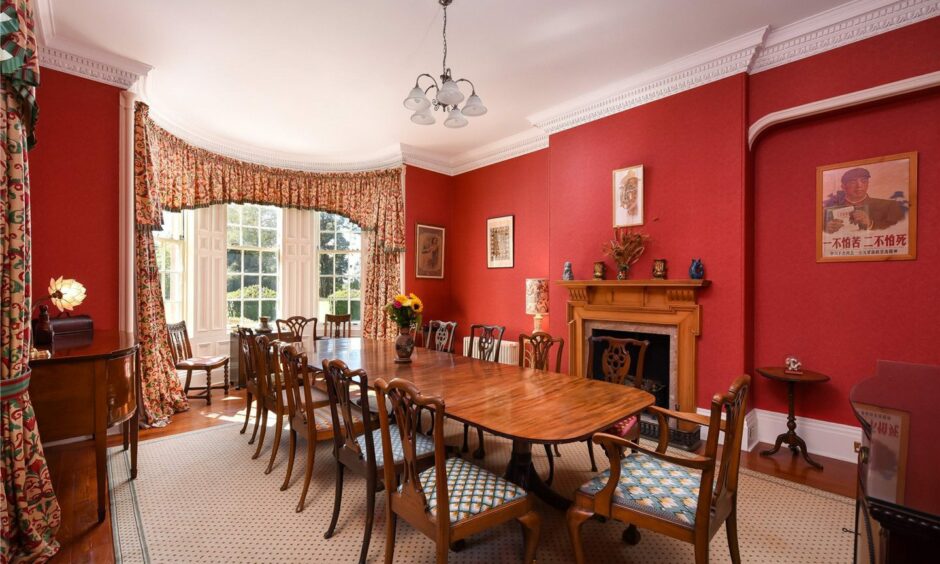 Dining room of Balhomie House near Blairgowrie.