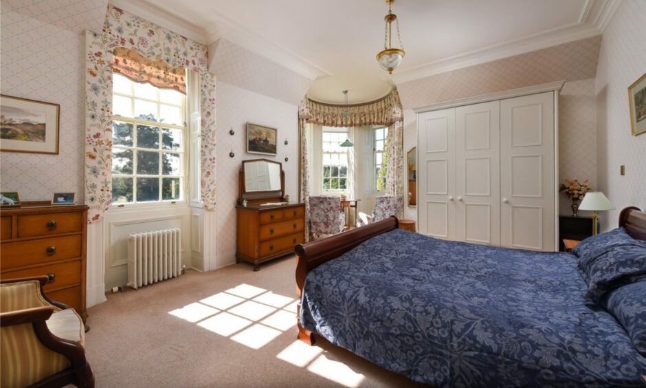 Main bedroom at Balhomie House near Blairgowrie.