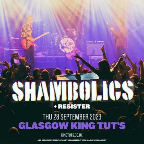 A poster stating that Shambolics play King Tut's in Glasgow on September 28. Image: Scruff of the Neck Records.