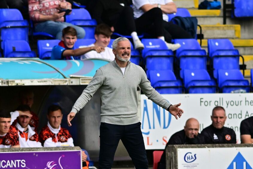 Anguished Dundee United boss Jim Goodwin in Inverness