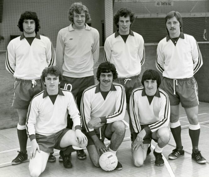 Vic Robertson, front left, getting ready to play some indoor football with St Johnstone in 1978. 