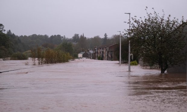 A flooded River Street in Brechin