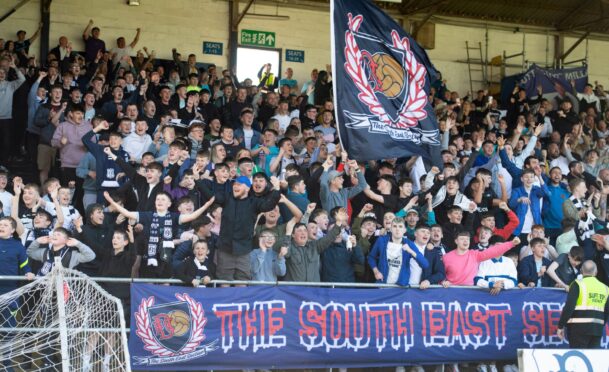 Dundee fans at Dens Park. Image: SNS