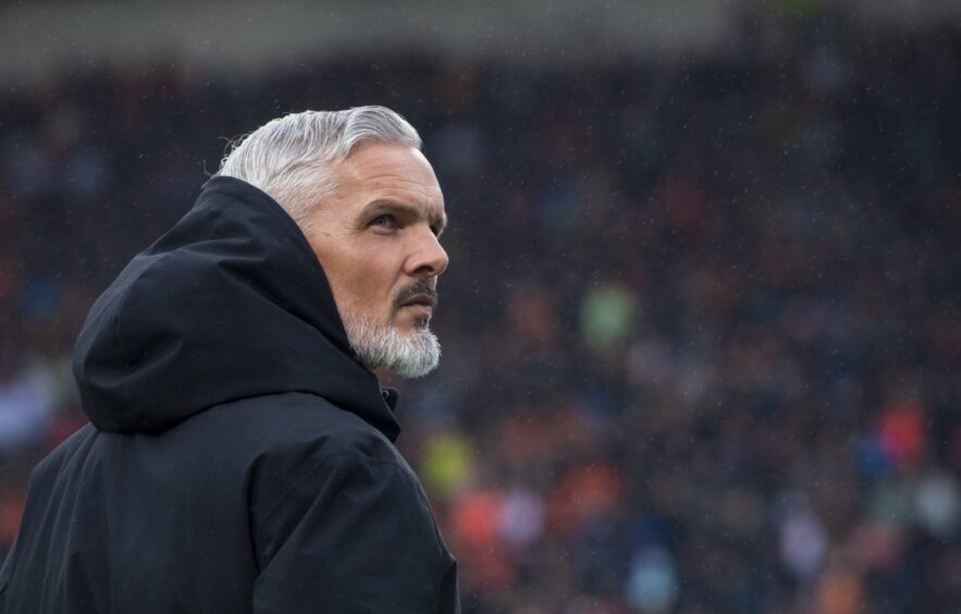 Jim Goodwin on the touchline of Raith Rovers vs Dundee United.
