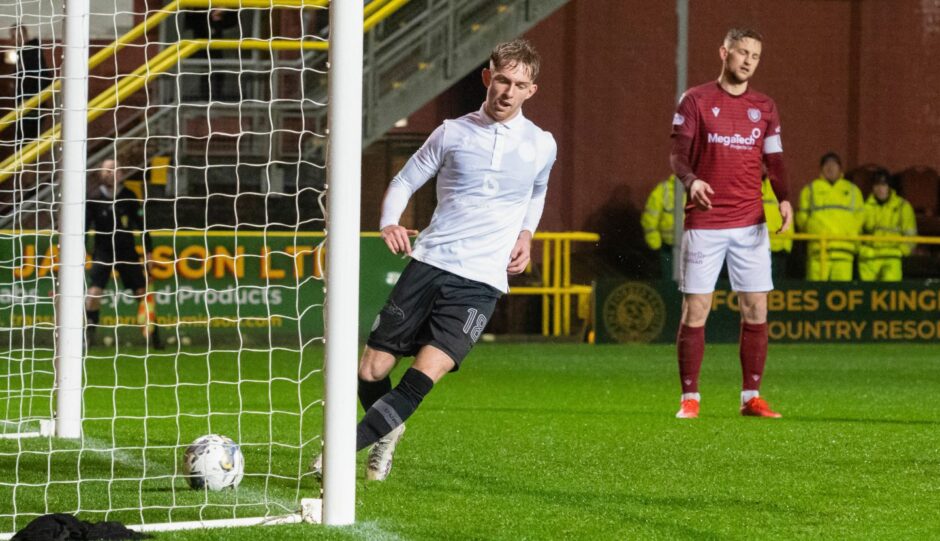 Kai Fotheringham finds the net for Dundee United.