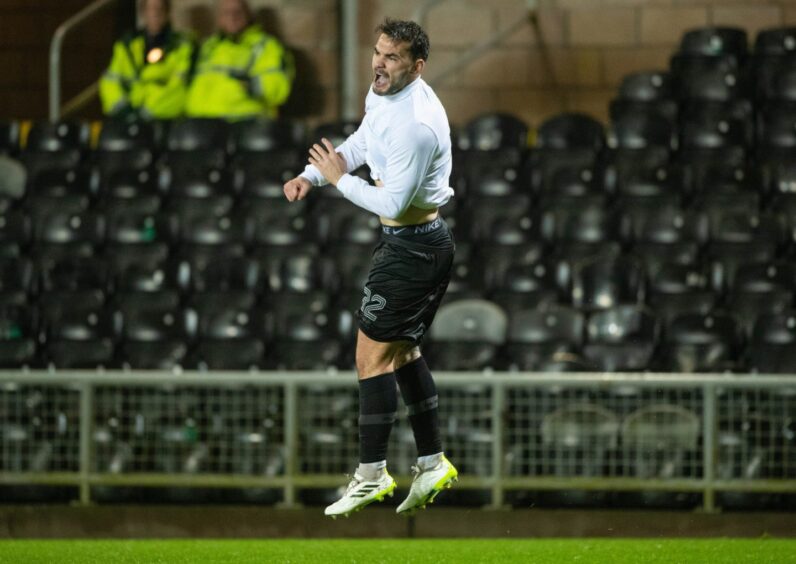 Dundee United's Tony Watt celebrates making it 4-0 against Arbroath