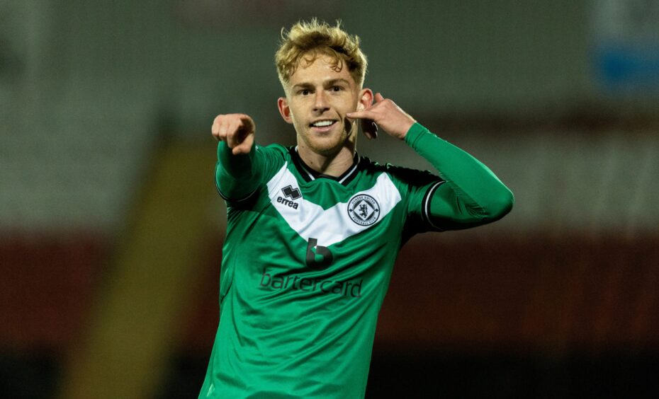 Dundee United's Kai Fotheringham, pictured, scoring against Airdrie