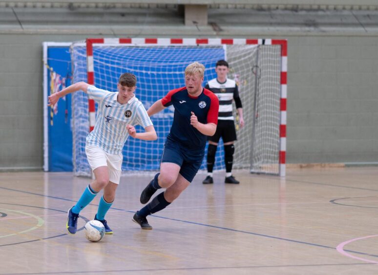 Adam Fairweather (left) in action for FC33 in SFL-Dundee. Image: Jhony Pozo