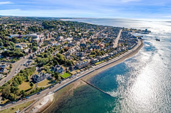 Aerial shot of Broughty Ferry Flood Protection Scheme.