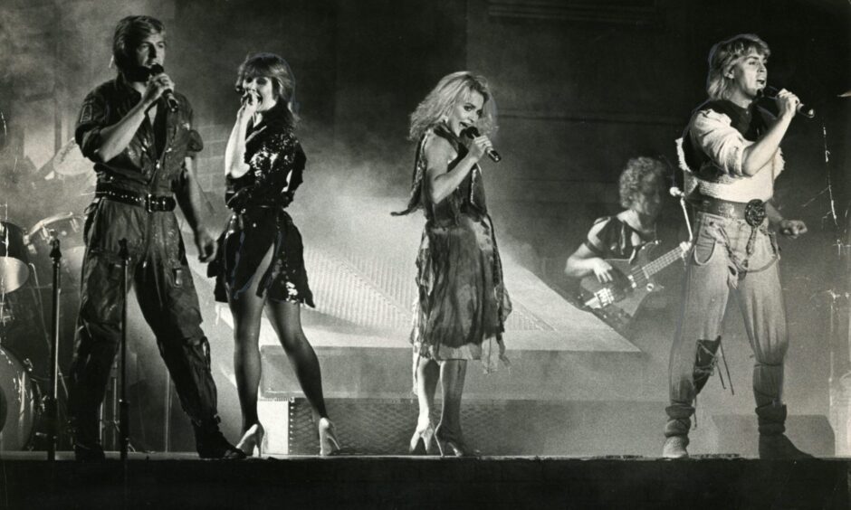 Bucks Fizz at the Caird Hall, Dundee, in 1984. Image: DC Thomson.